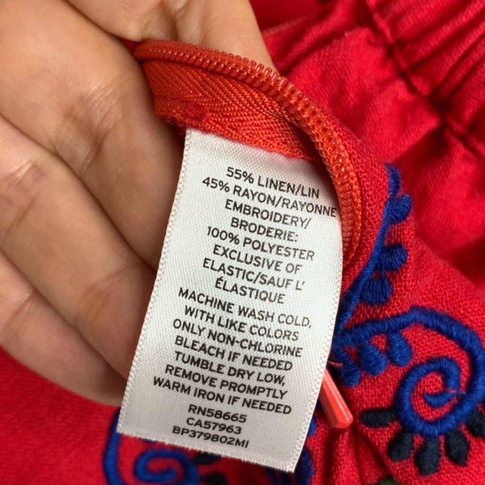 BP. Embroidered Festival‎ Boho Red Linen Blend Shorts Sz S - Picture 10 of 10